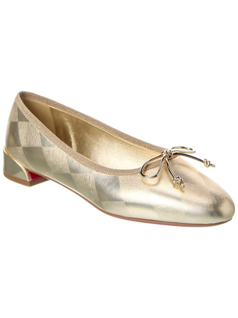 Christian Louboutin Sweetie Jane Pavlodo Platino Gold Metallic Bow Flats 41